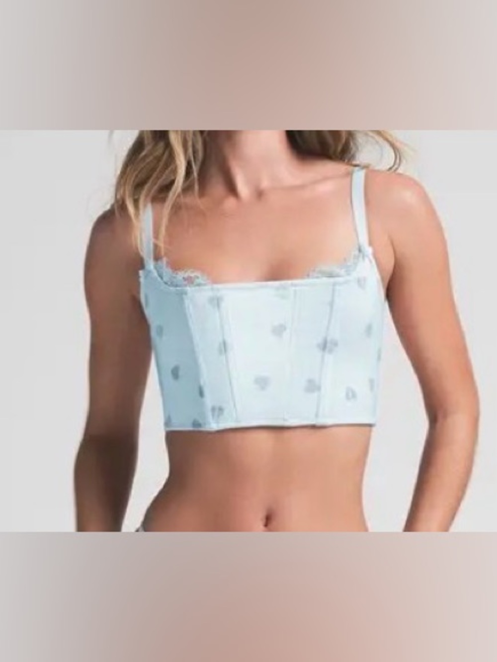 Light gray Heart Print Bustier Crop Top